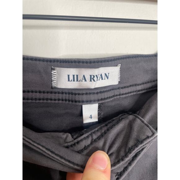 Lila Ryan Jess Cropped Straight Leg Twill Pants Size 4 Gray Button Fly - Picture 6 of 9